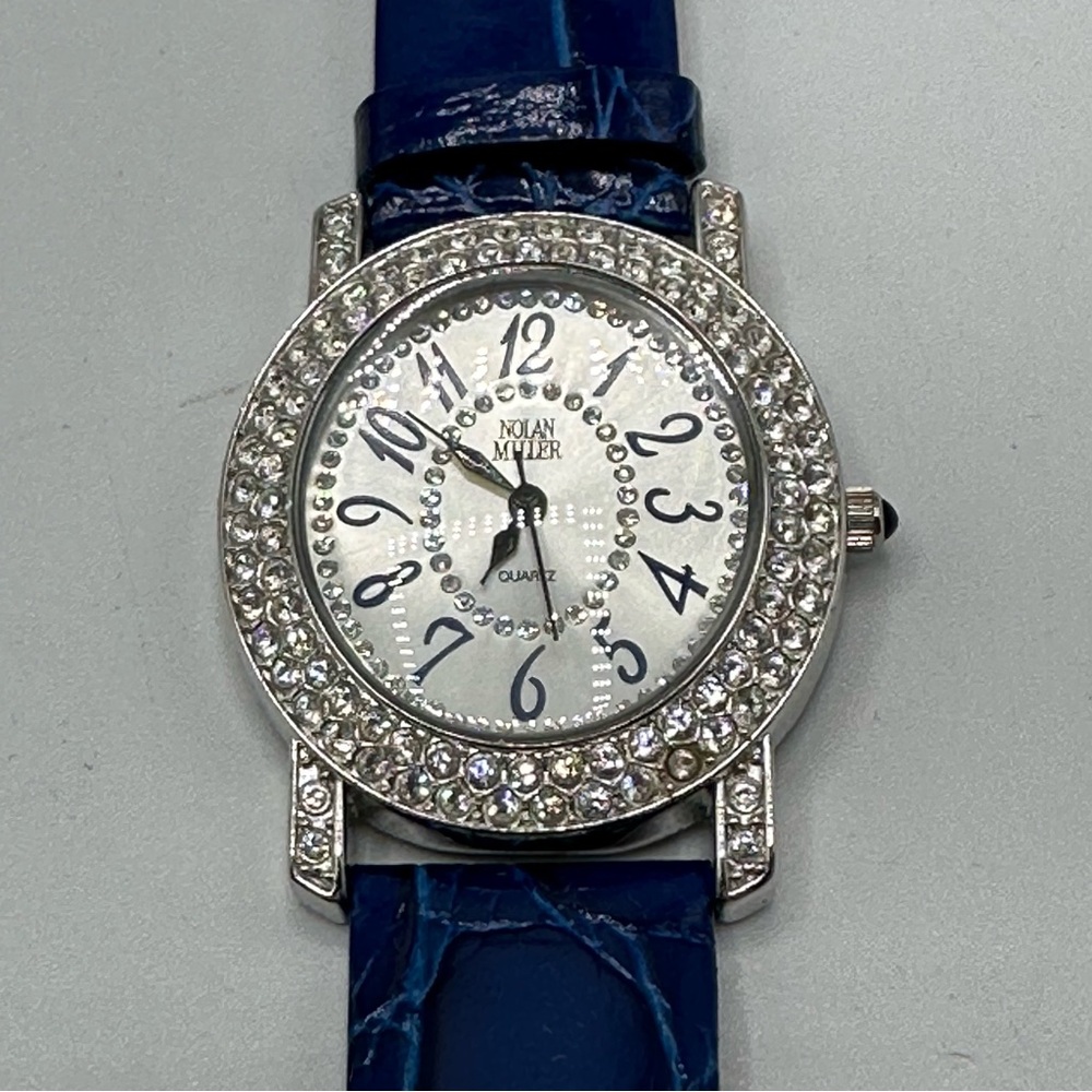 Nolan Miller "Fancy Face Sport Watch" Blue Leather